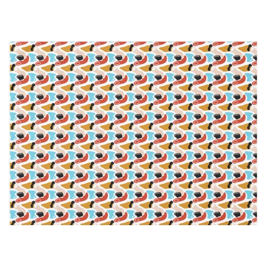 Retro Abstrakt Doodle Glamour Finger Line Art Tischdecke (Vorderseite (Horizontal))