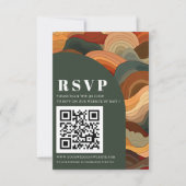 Retro Abstrakt Earthy Terracotta Orange QR CODE RSVP Karte (Vorderseite)
