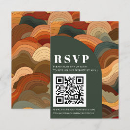 Retro Abstrakt Earthy Terracotta Orange QR CODE RSVP Karte