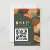 Retro Abstrakt Earthy Terracotta Orange QR CODE RSVP Karte (Vorderseite)