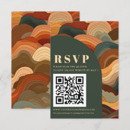 Retro Abstrakt Earthy Terracotta Orange QR CODE RSVP Karte