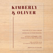 Retro Abstrakt Earthy Terracotta Orange Wedding Acryleinladungen (Vorderseite)