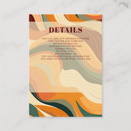 Retro Abstrakt Earthy Terracotta Orange Wedding Begleitkarte (Vorderseite)