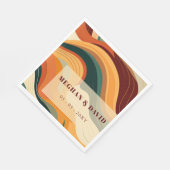 Retro Abstrakt Earthy Terracotta Orange Wedding Serviette (Ecke)