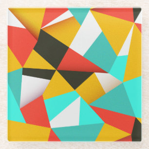 Retro Abstrakt: Farbenfrohe Mischung. Glasuntersetzer