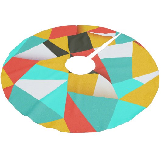 Retro Abstrakt: Farbenfrohe Mischung. Polyester Weihnachtsbaumdecke (Schrägansicht)