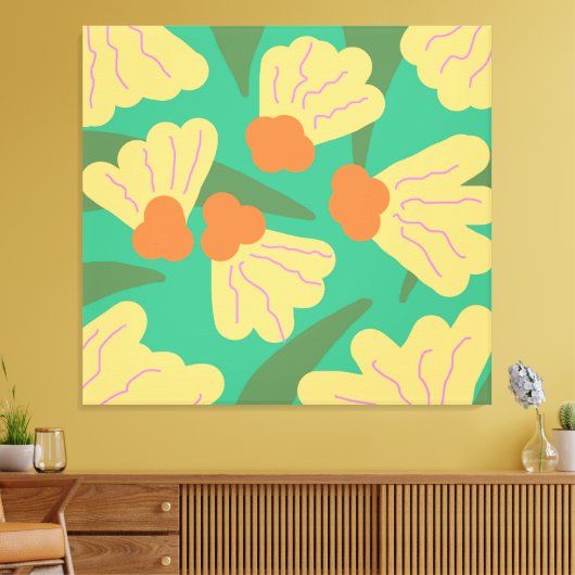 Retro Abstrakt Florals Leinwanddruck (Insitu (Wohnzimmer))