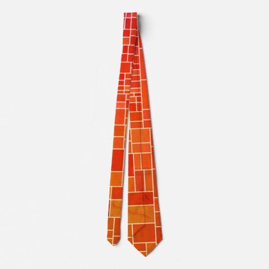 "Retro Abstrakt Geometric" Herren Orange Gold Spaß Krawatte (Rückseite)