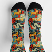 Retro Abstrakt Geometrie mit fetten Primärfarben Socken (Oben)
