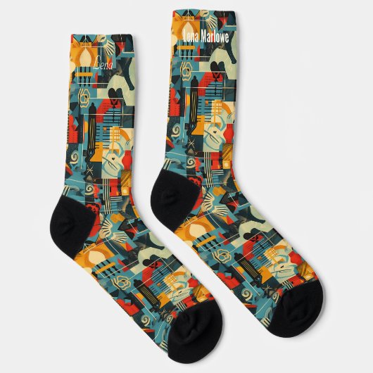 Retro Abstrakt Geometrie mit fetten Primärfarben Socken (Rechts)