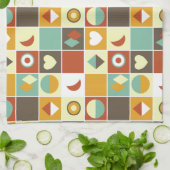 Retro Abstrakt geometrisches Muster braun Geschirrtuch (Gefaltet)