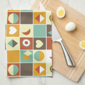 Retro Abstrakt geometrisches Muster braun Geschirrtuch (Viertel Falte)