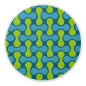 Retro Abstrakt geometrisches Muster in Blau und Gr Keramikknauf (Vorderseite)