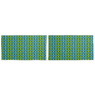 Retro Abstrakt geometrisches Muster in Blau und Gr Kissenbezug