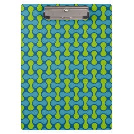 Retro Abstrakt geometrisches Muster in Blau und Gr Klemmbrett
