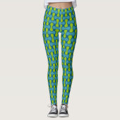 Retro Abstrakt geometrisches Muster in Blau und Gr Leggings (Vorderseite)