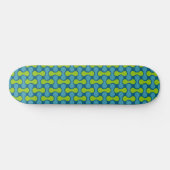 Retro Abstrakt geometrisches Muster in Blau und Gr Skateboard (Horizontal)