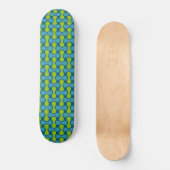 Retro Abstrakt geometrisches Muster in Blau und Gr Skateboard (Vorderseite)