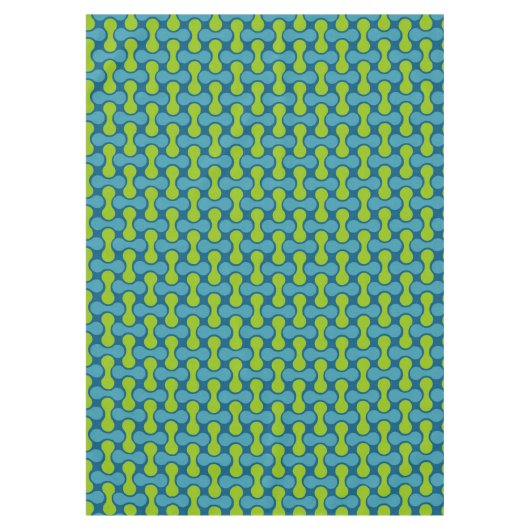 Retro Abstrakt geometrisches Muster in Blau und Gr Tischdecke (Vorderseite)