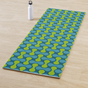 Retro Abstrakt geometrisches Muster in Blau und Gr Yogamatte