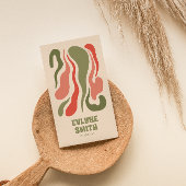 Retro Abstrakt Green Red QR Code Groovy Funky Boho Visitenkarte