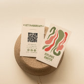 Retro Abstrakt Green Red QR Code Groovy Funky Boho Visitenkarte