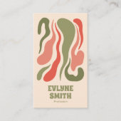 Retro Abstrakt Green Red QR Code Groovy Funky Boho Visitenkarte (Vorderseite)