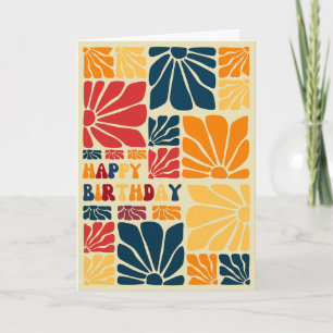 Retro Abstrakt Groovy Blume Blossom Geburtstag Karte