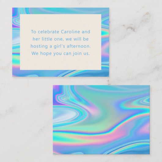 Retro Abstrakt Iridescent Blue Unique Baby Dusche Begleitkarte (Vorne/Hinten)