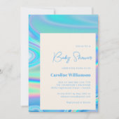 Retro Abstrakt Iridescent Blue Unique Baby Dusche Einladung (Vorderseite)