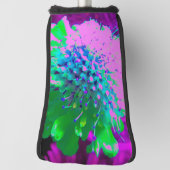 Retro Abstrakt Magenta und Limettengrüne Blume Golf Headcover (Rotieren 90)