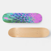 Retro Abstrakt Magenta und Limettengrüne Blume Skateboard (Horizontal)