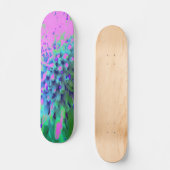Retro Abstrakt Magenta und Limettengrüne Blume Skateboard (Vorderseite)