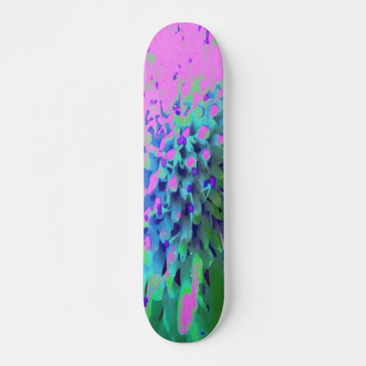 Retro Abstrakt Magenta und Limettengrüne Blume Skateboard (Vorne)