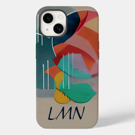 Retro-abstrakt-minimalistische Art-Monogramm Case-Mate iPhone Hülle (Rückseite)