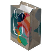 Retro abstrakt minimalistische Kunst Mittlere Geschenktüte (Vorderseite Schrägansicht)