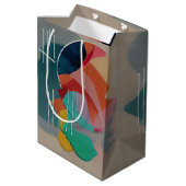 Retro abstrakt minimalistische Kunst Mittlere Geschenktüte (Rückseite Schrägansicht)