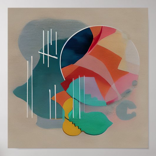 Retro abstrakt minimalistische Kunst Poster (Vorne)