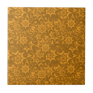 Retro Abstrakt Orange Floral Star Muster Fliese