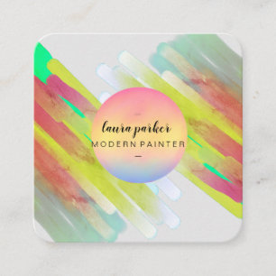 Retro Abstrakt Paint Artist Girl Quadratische Visitenkarte