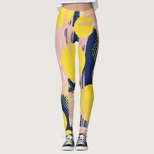 Retro Abstrakt Pinselstrich (8) Leggings (Vorderseite)