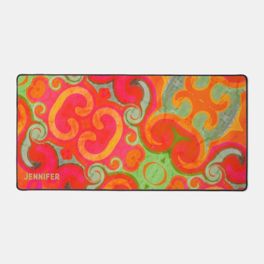 Retro Abstrakt Playful Boho Designname Schreibtischunterlage (Vorderseite)