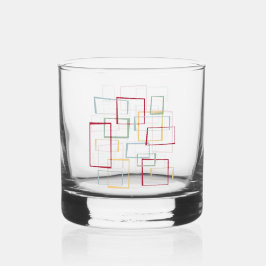 Retro Abstrakt Squares Red Blue Green Yellow MCM Whiskyglas