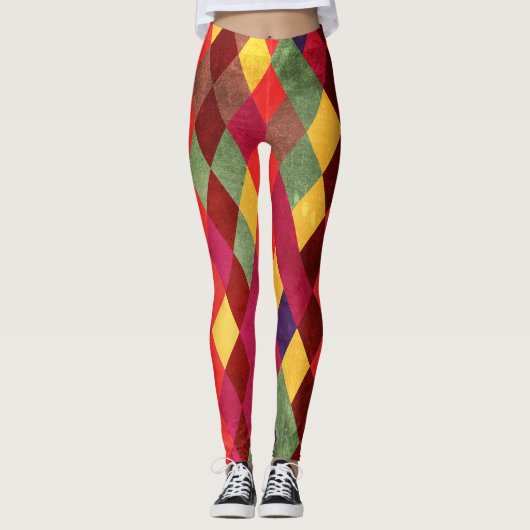 Retro Abstrakt: Vintages Muster Leggings (Vorderseite)