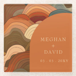 Retro Abstrakt Wave Arch Gran Café Al Porto Glasuntersetzer