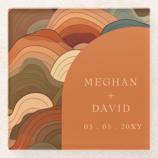 Retro Abstrakt Wave Arch Gran Café Al Porto Glasuntersetzer (Vorderseite)