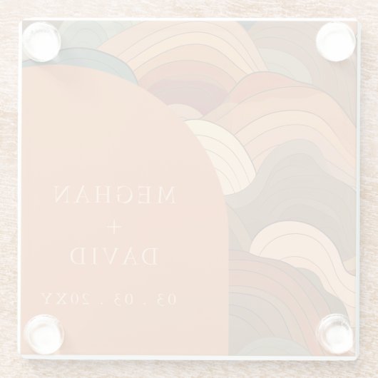 Retro Abstrakt Wave Arch Gran Café Al Porto Glasuntersetzer (Rückseite)