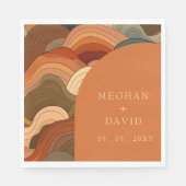 Retro Abstrakt Wave Arch Gran Café Al Porto Serviette (Vorderseite)