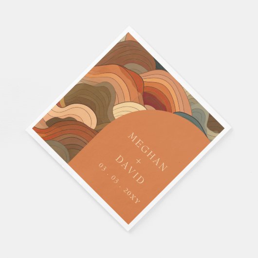 Retro Abstrakt Wave Arch Gran Café Al Porto Serviette (Ecke)