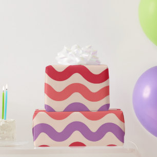 Retro Abstrakt Waves Rosa Lila rotes Muster Geschenkpapier